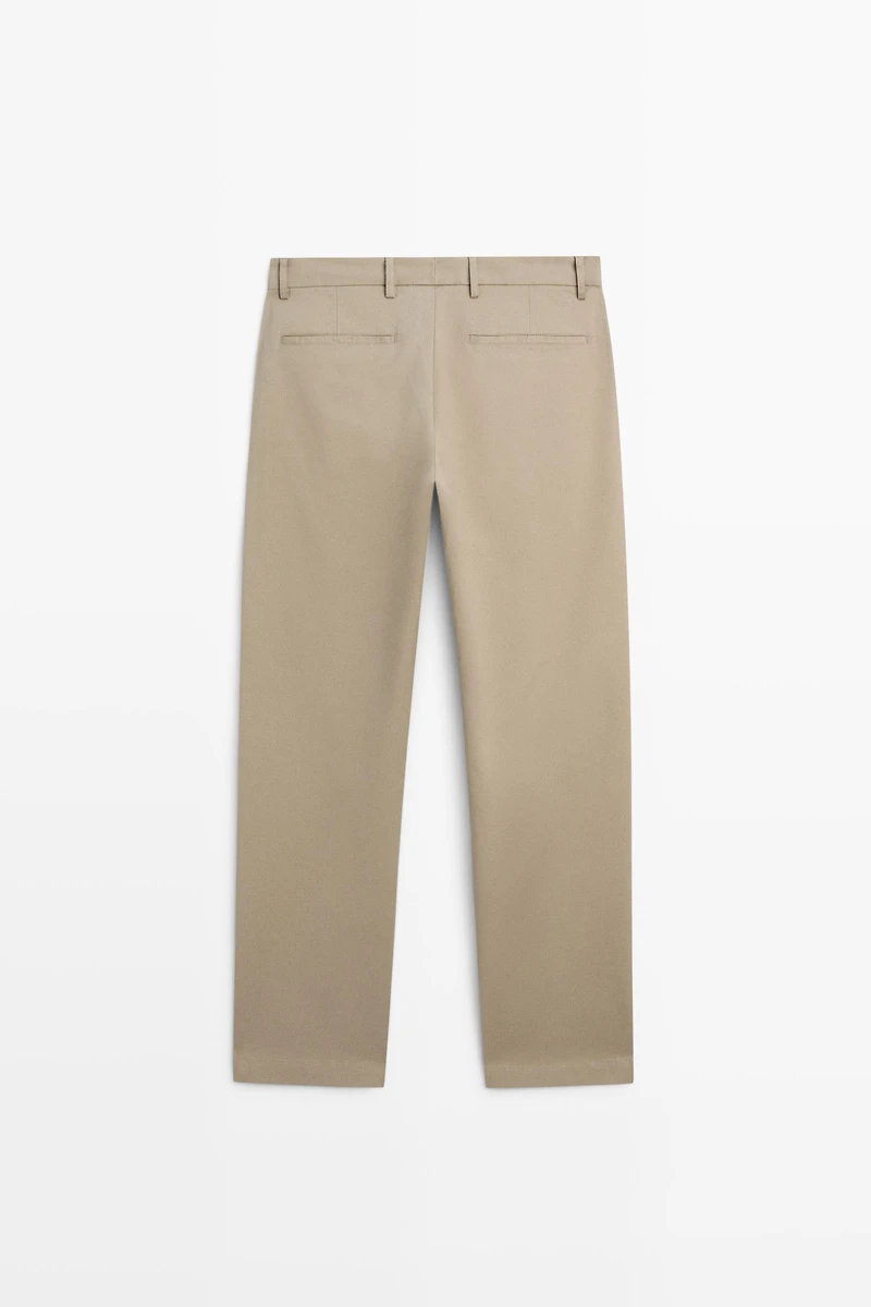 Cotton blend tapered fit trousers
