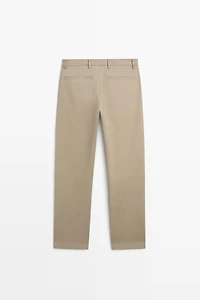 Cotton blend tapered fit trousers