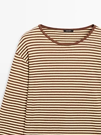 Striped long sleeve cotton T-shirt