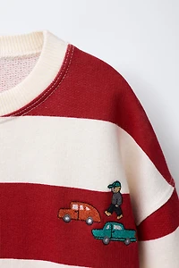 STRIPED EMBROIDERED SWEATSHIRT