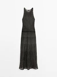 Long pleated knit dress