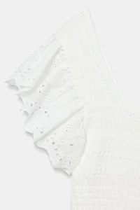 EMBROIDERED EYELET KNIT TOP