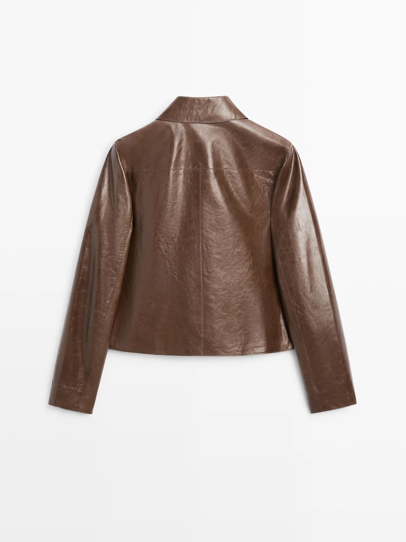 Cropped nappa leather jacket