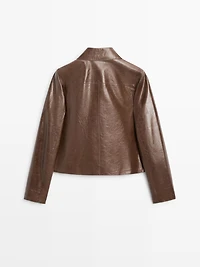 Cropped nappa leather jacket