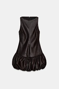 FAUX LEATHER BALLOON JUMPSUIT DRESS