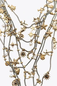 SEA CHARM MULTI-STRAND METAL NECKLACE