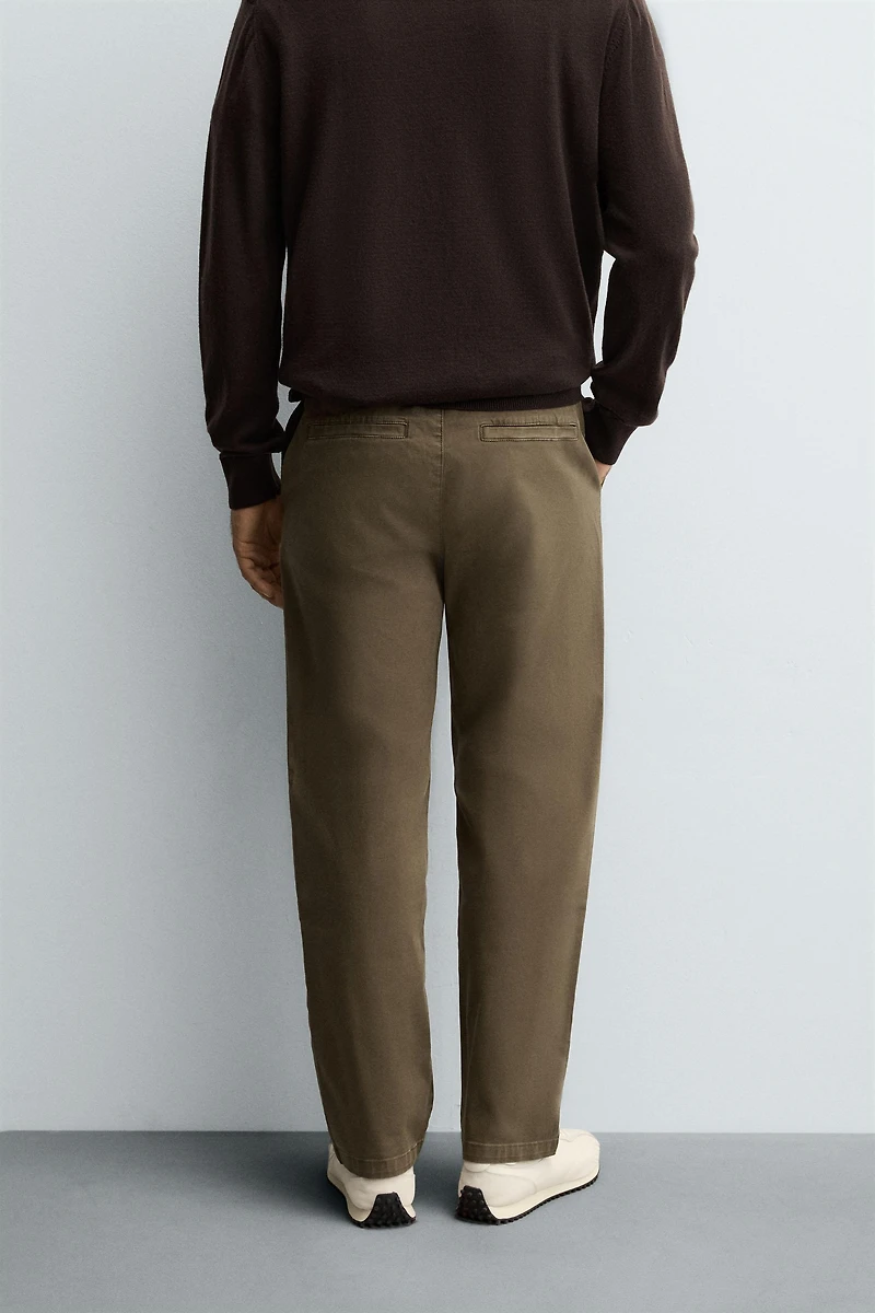 STRAIGHT FIT TWILL PANTS