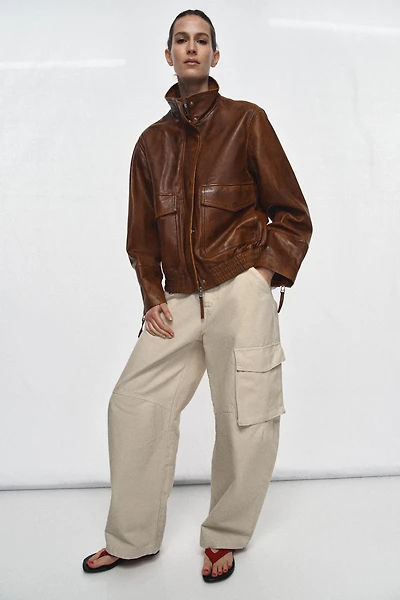 100% LEATHER BOMBER JACKET ZW COLLECTION LIMITED EDITION