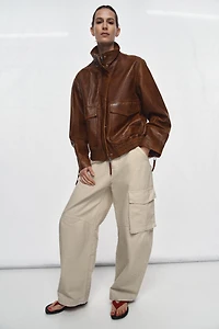 100% LEATHER BOMBER JACKET ZW COLLECTION LIMITED EDITION