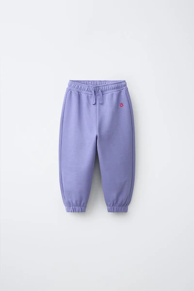 DAISY EMBROIDERED PLUSH PANTS