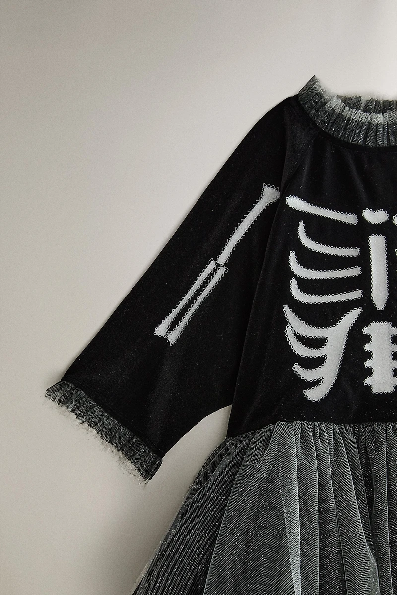 CHILDREN'S HALLOWEEN TULLE SKELETON COSTUME