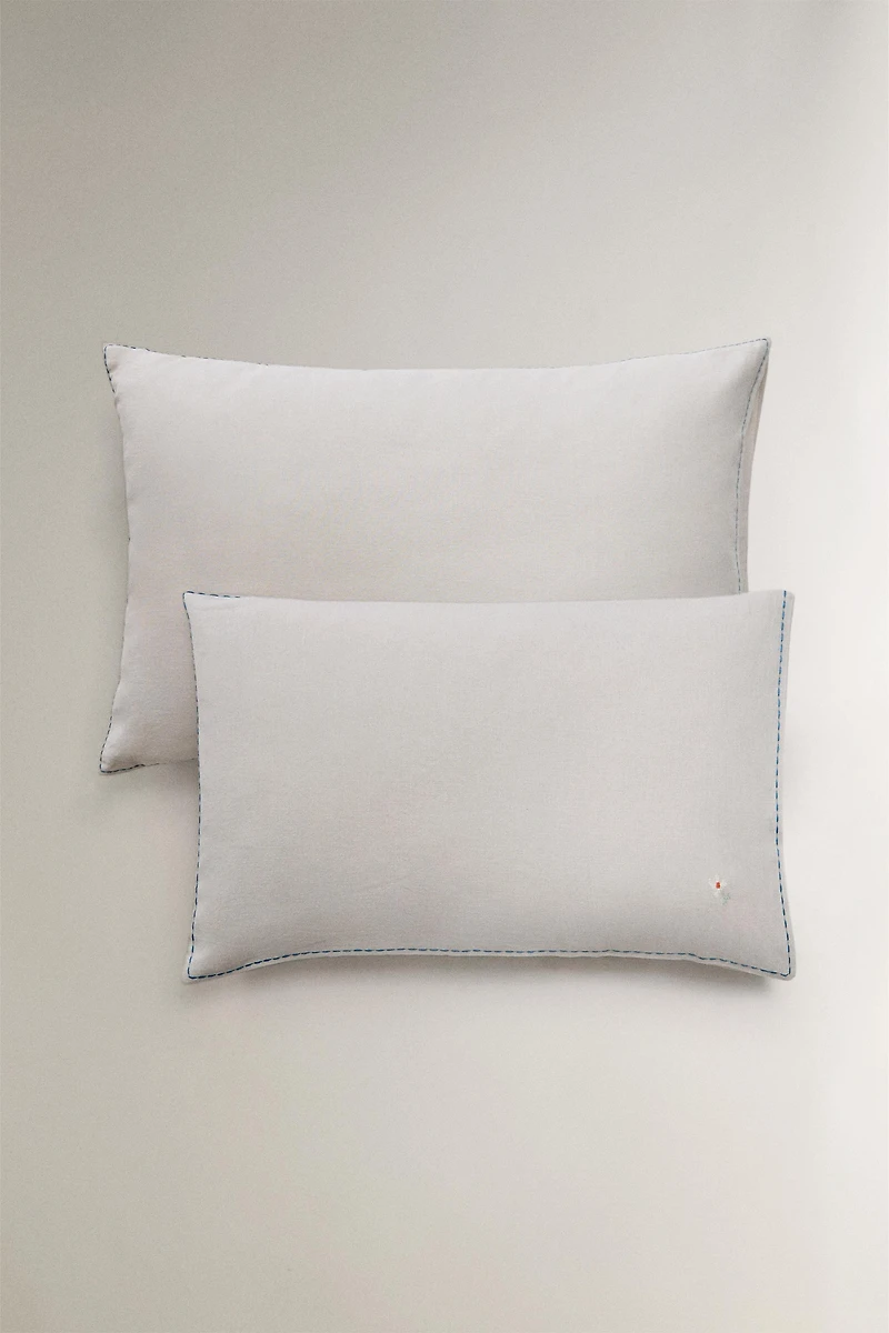 KIDS' FLORAL AND STRIPE PILLOWCASE