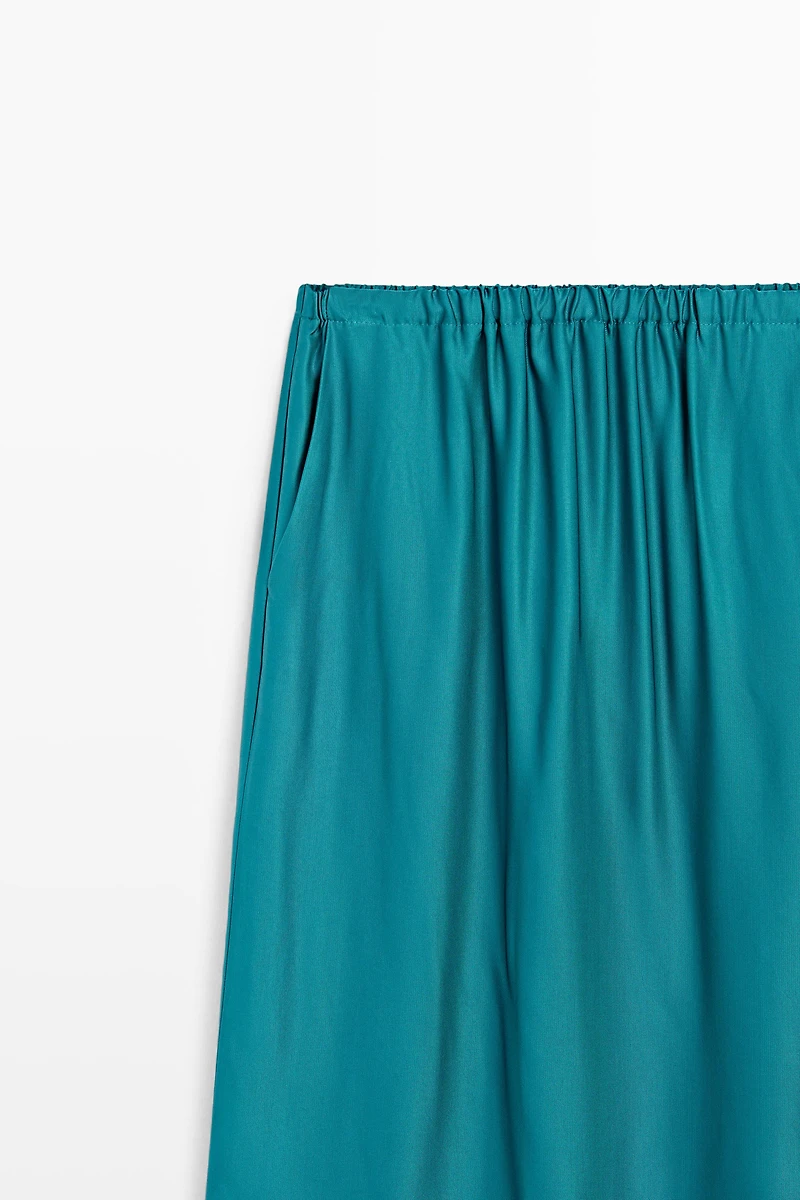 Satin midi skirt with pockets