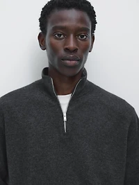 Mock neck knit sweater with zip