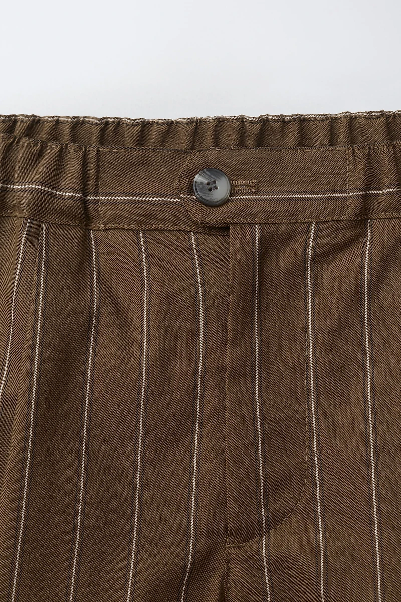 STRIPED COTTON AND LINEN SHORTS