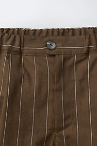 STRIPED COTTON AND LINEN SHORTS