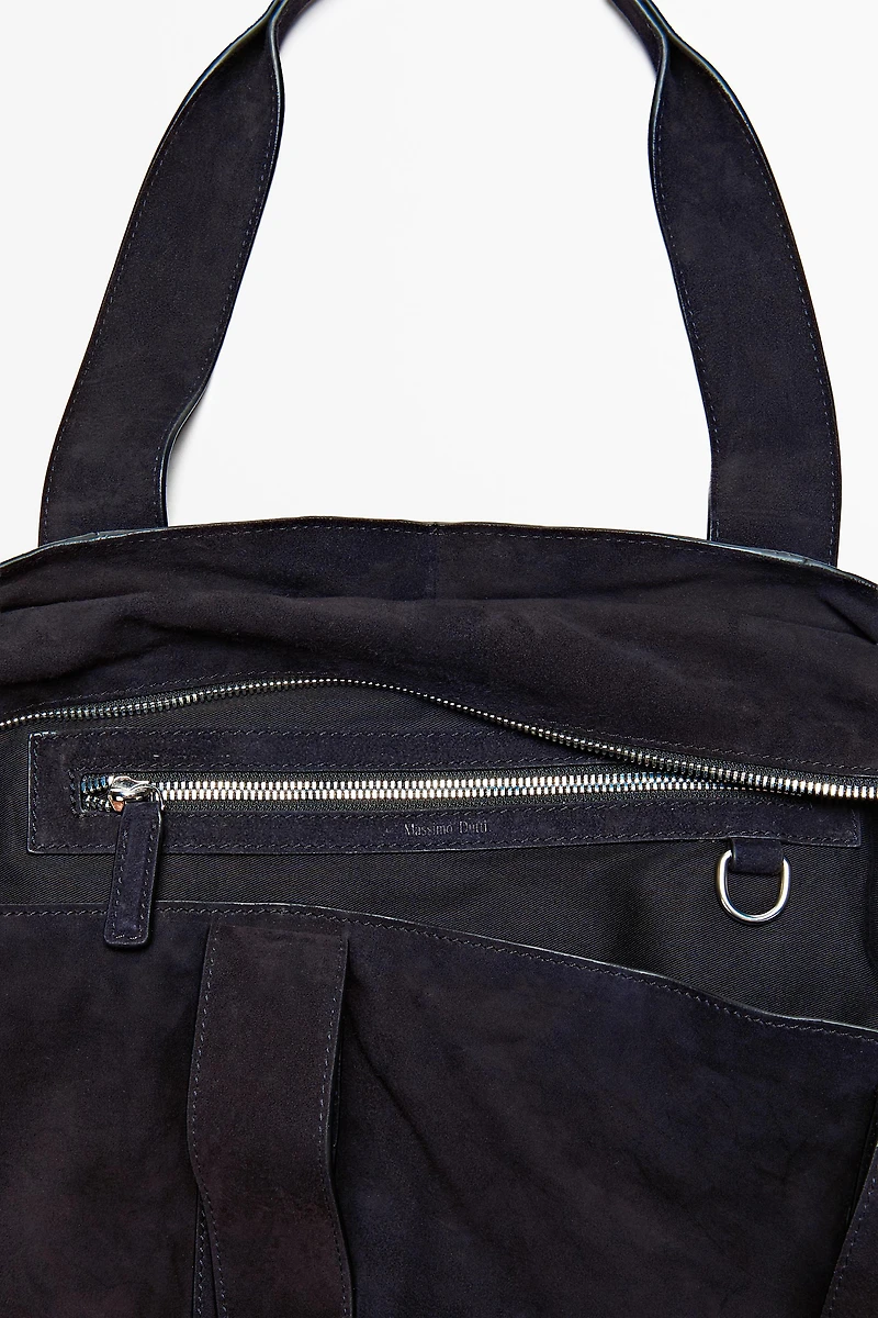 Split suede leather tote bag