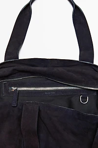 Split suede leather tote bag