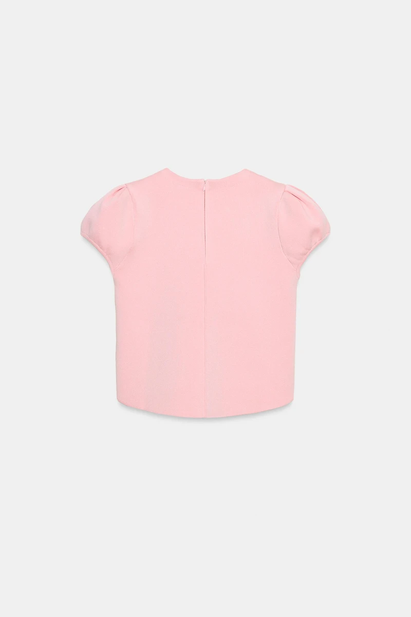 TOP EN MAILLE À MANCHES COURTES BOUFFANTES