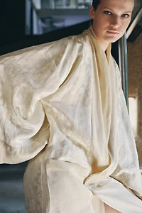 MANTEAU EN MATIÈRES VARIÉES JACQUARD LIN ÉDITION LIMITÉE