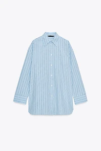 OVERSIZED STRIPED POPLIN SHIRT