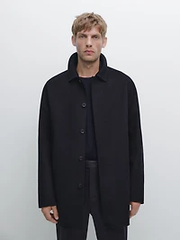 Manteau court laine mélangée