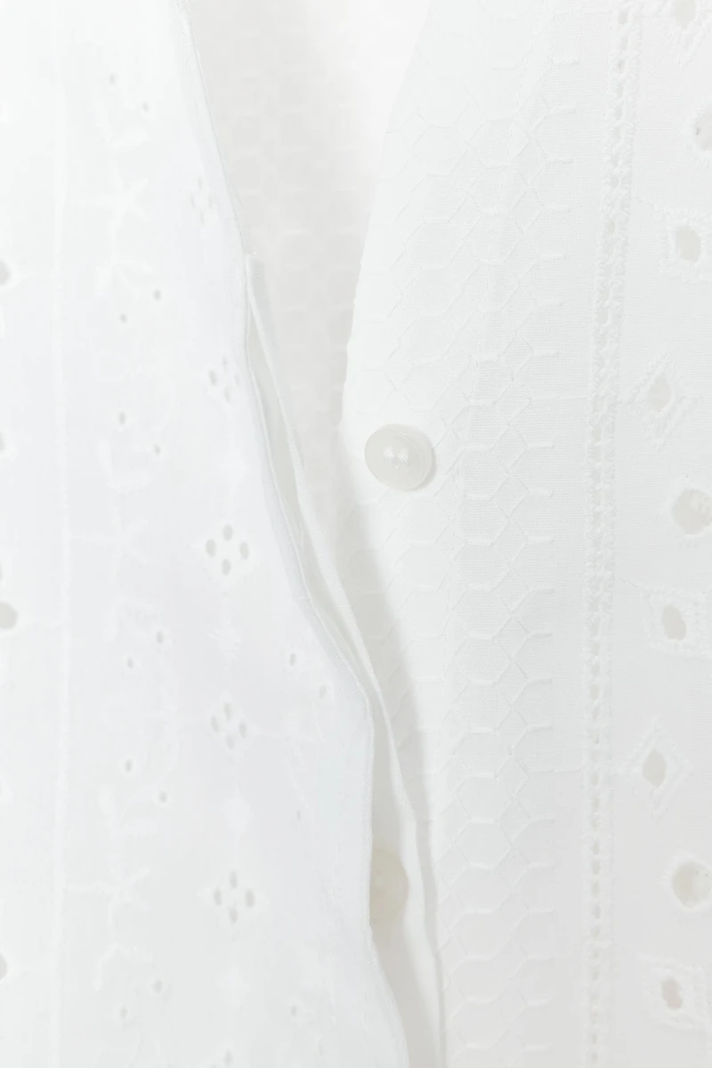 PUFF SLEEVE SHIRT WITH PERFORATED EMBROIDERY