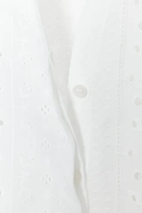PUFF SLEEVE SHIRT WITH PERFORATED EMBROIDERY