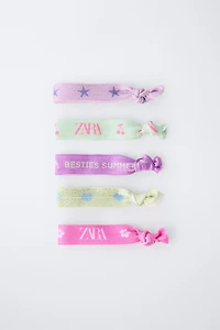 FIVE-PACK OF TEXT HAIR TIES