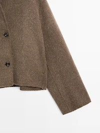 Short wool blend double-breasted jacket