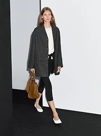 Manteau laine mi-long avec col à revers