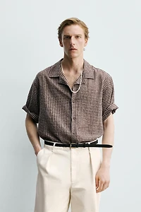RELAXED FIT PLAID JACQUARD SHIRT
