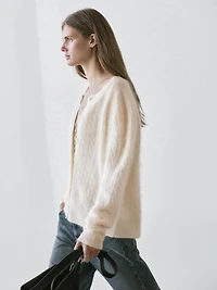 100% wool cable-knit cardigan