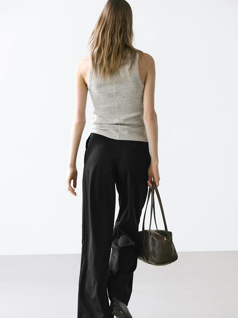 Pantalon plissé 100 % laine extra-fine