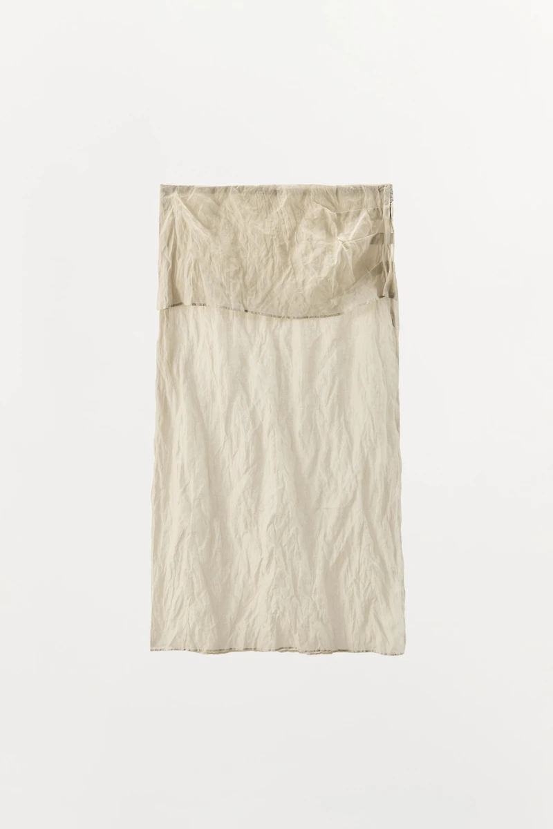 WRINKLED EFFECT MIDI SKIRT