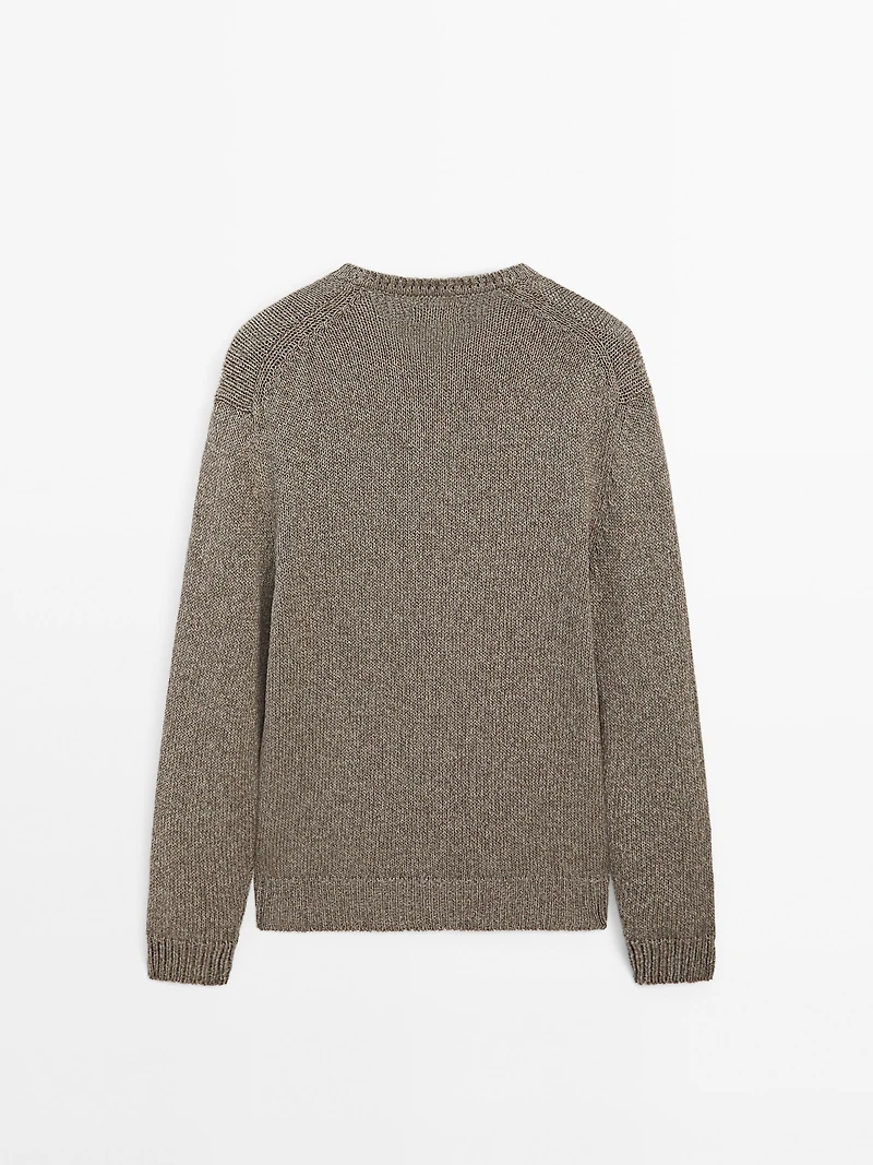 Melange knit V-neck sweater