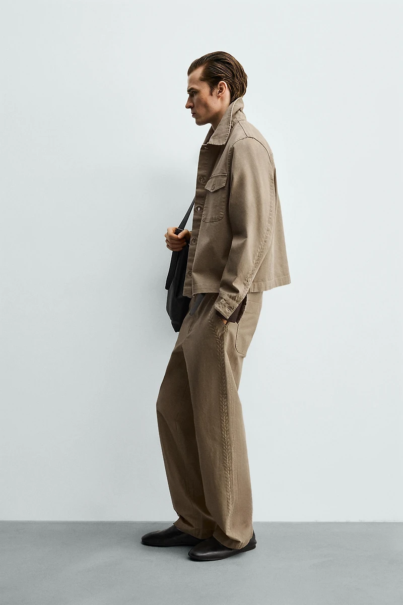 EMBROIDERED STRAIGHT FIT PANTS
