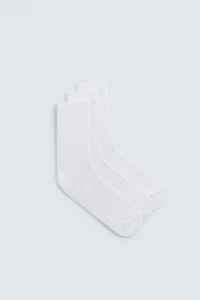 CHAUSSETTES CÔTELÉES BASIQUES, LOT DE 3