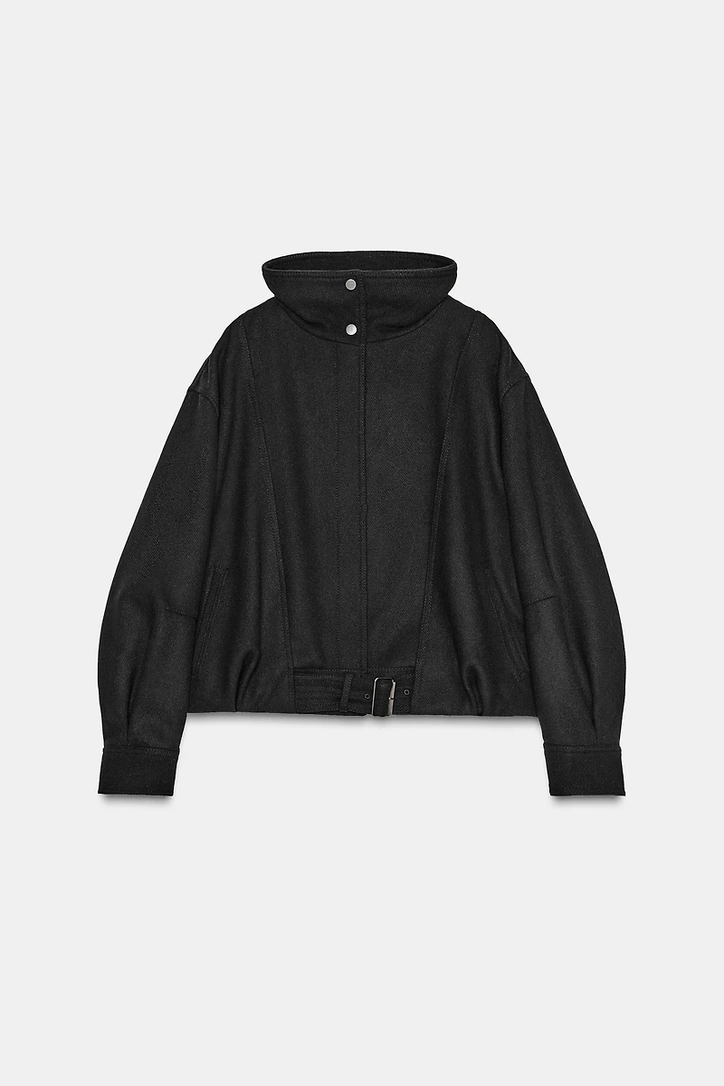 ZW COLLECTION MINIMAL WOOL BOMBER JACKET