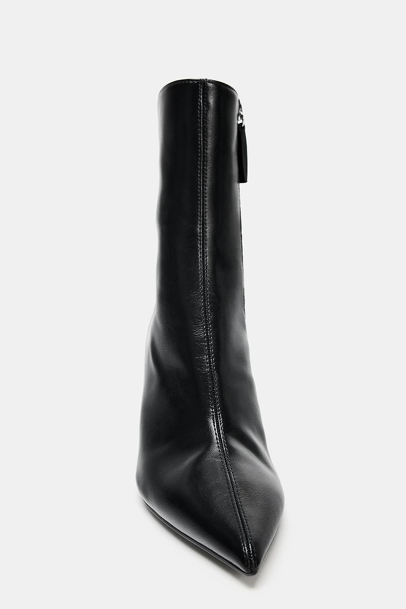 CRACKLED EFFECT HEELED ANKLE BOOTS