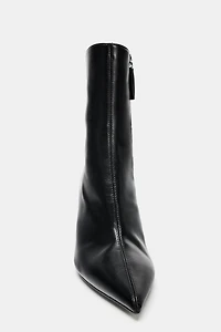 CRACKLED EFFECT HEELED ANKLE BOOTS