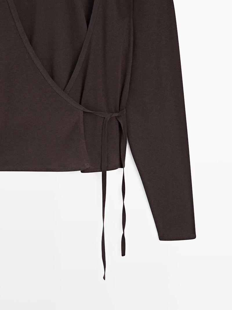 Cardigan cache-cœur en coton mélangé