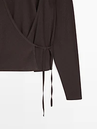 Cardigan cache-cœur en coton mélangé