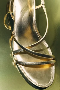 LEATHER KITTEN HEEL SANDALS
