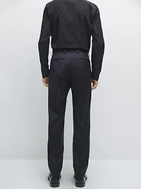 Pinstripe wool suit trousers