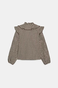 GINGHAM RUFFLE BLOUSE
