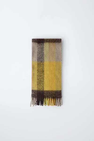 PLAID WOOL BLEND MAXI SCARF