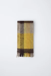 PLAID WOOL BLEND MAXI SCARF