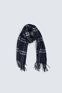 PLAID BUTTON SCARF