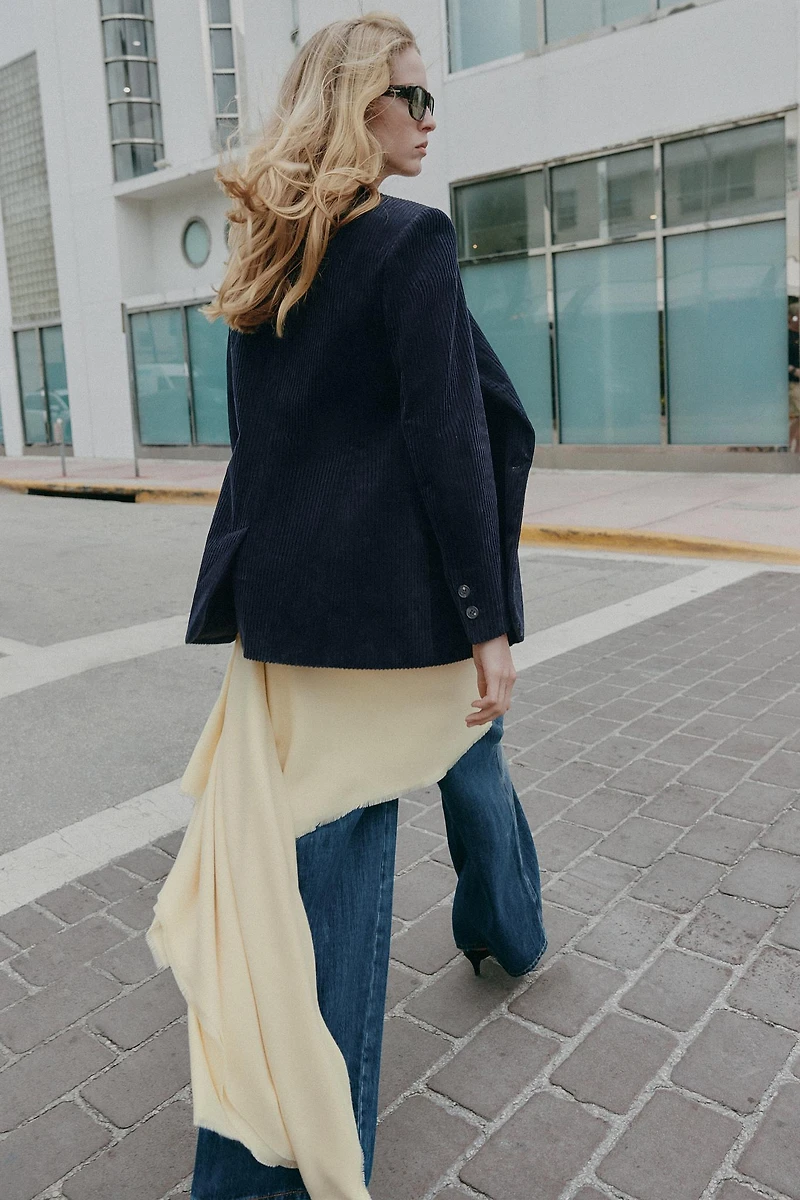 CORDUROY BLAZER WITH SHOULDER PADS